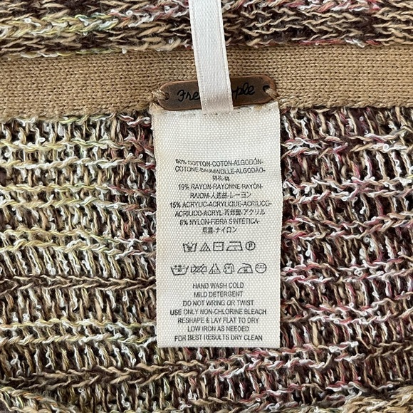 Free People Fressia Pullover Sweater Poncho Tan Purple Size S - Picture 9 of 9